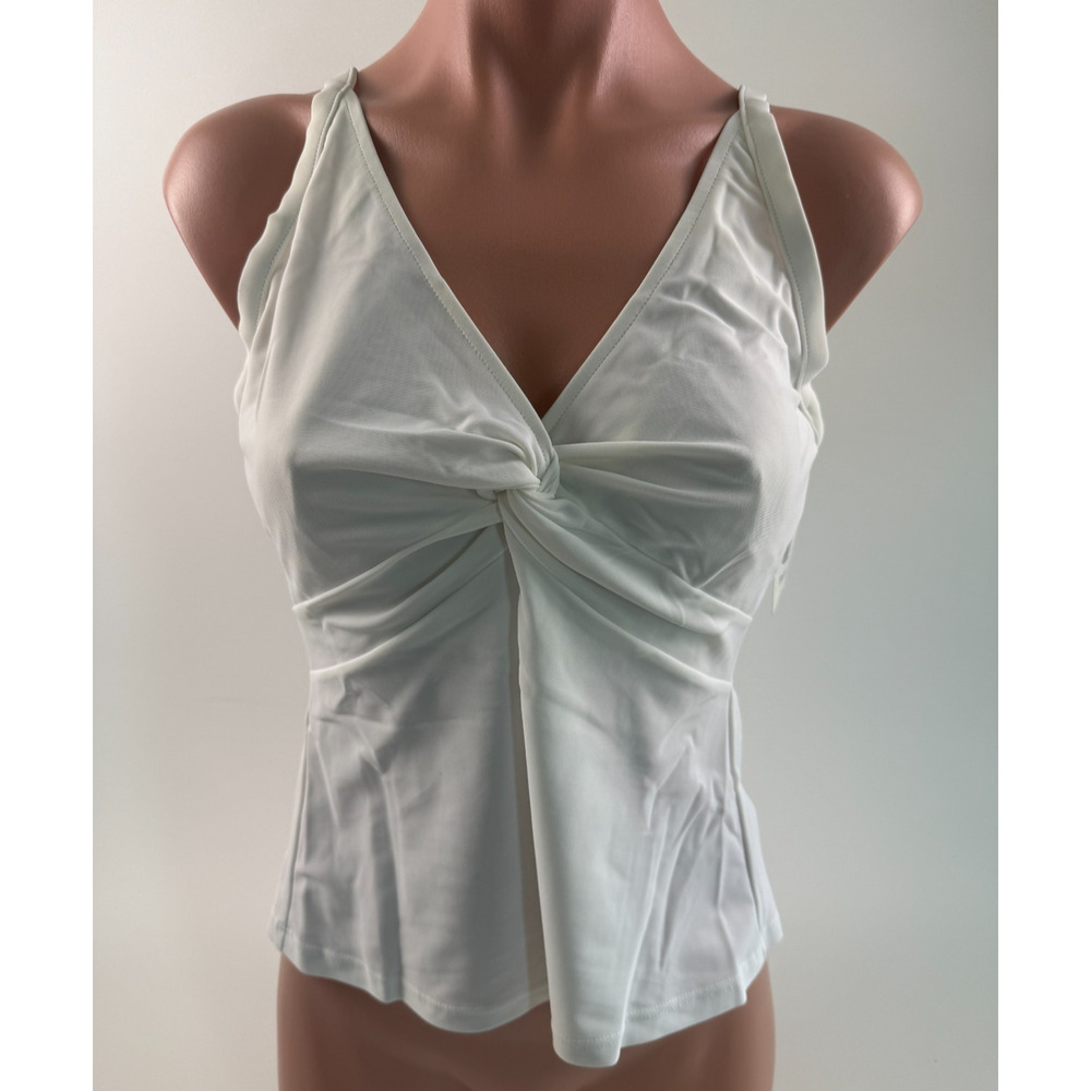 Bikini Bay Beach Underwire Twisted Tankini Top White Size 36D NWT